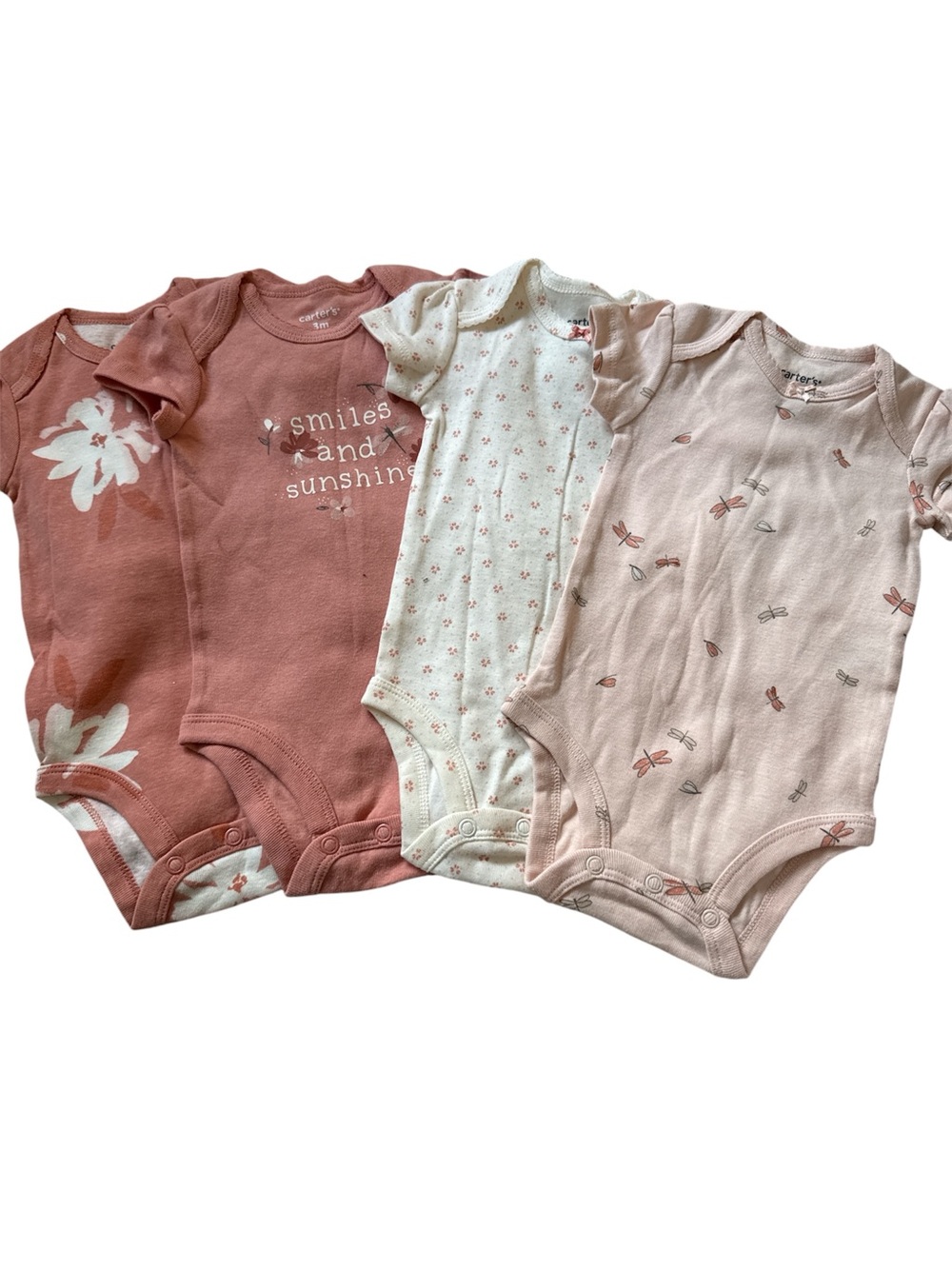 NWOT Baby Girls Short-Sleeve Onesies - Rose, Cream, Blush (4 total)